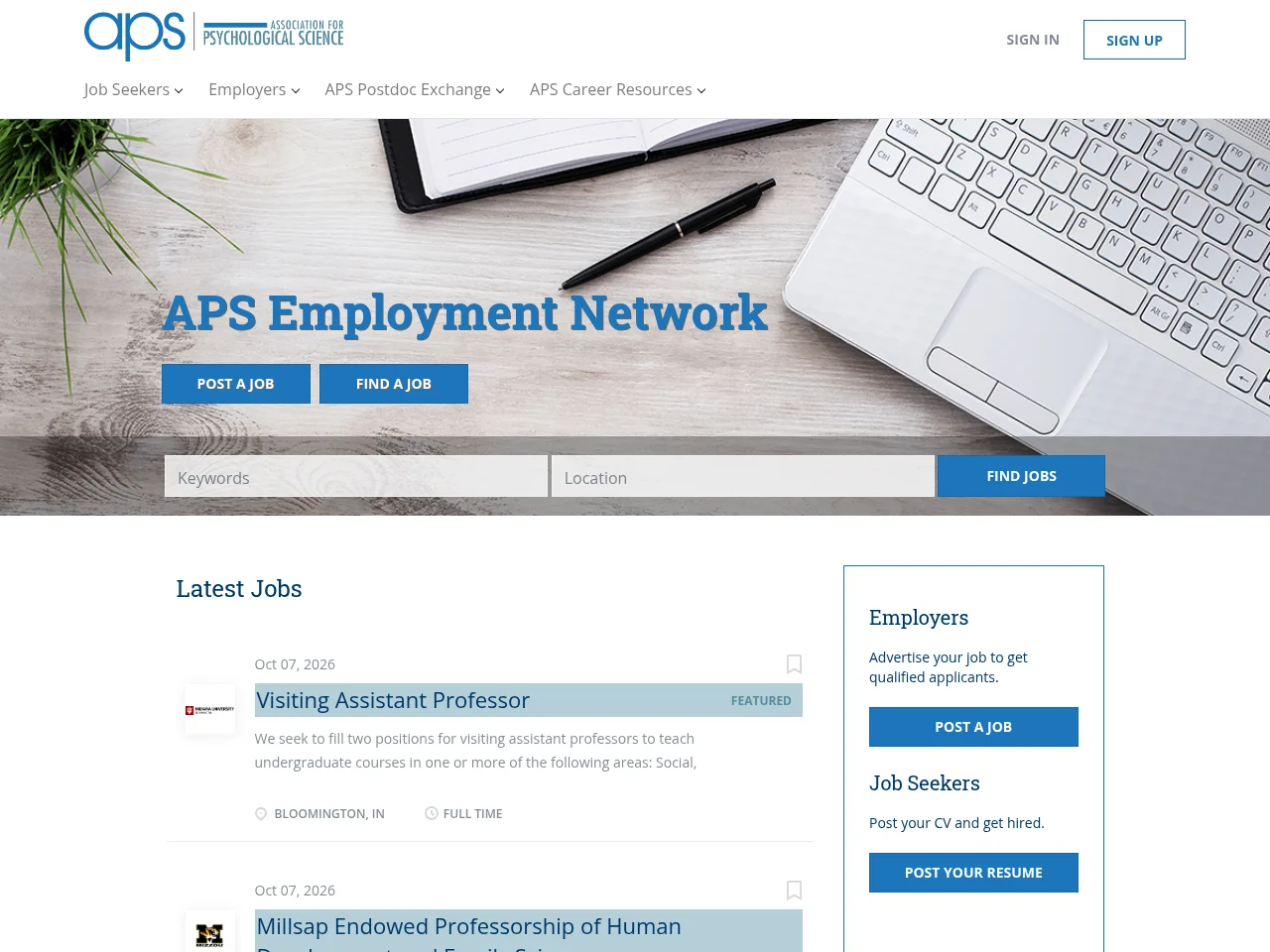 APS Employment Network website screenshot