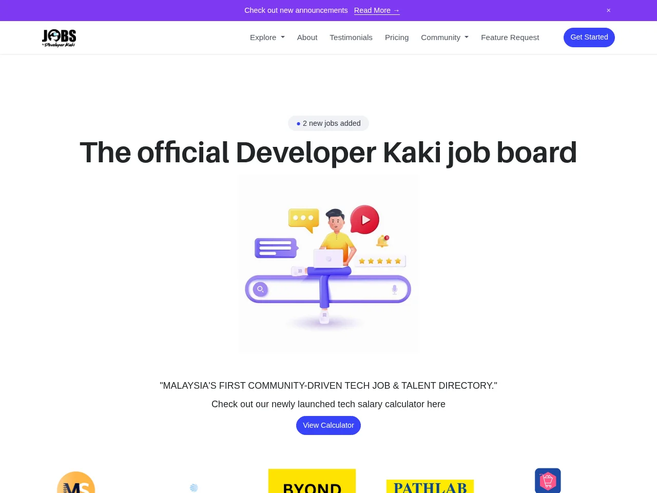 JOBS by Developer Kaki website screenshot