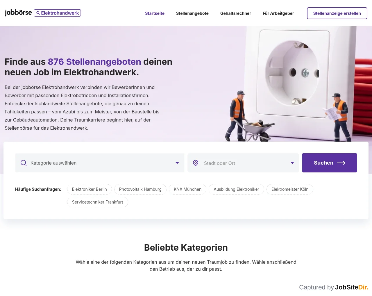 Jobbörse für das Elektrohandwerk screenshot Jobbörse für das Elektrohandwerk website screenshot