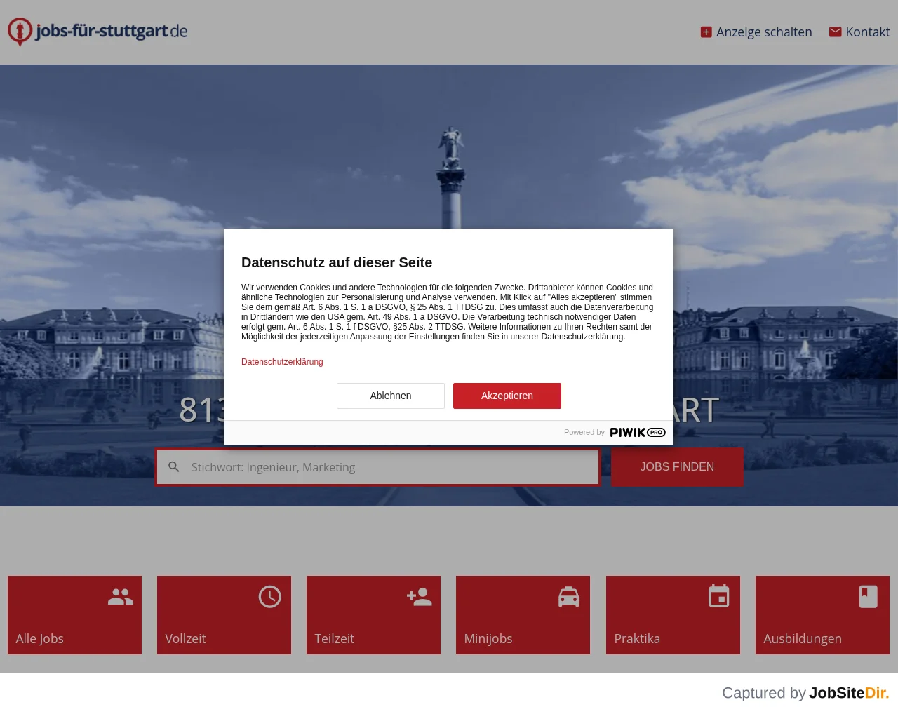 Jobs für Stuttgart screenshot Jobs für Stuttgart website screenshot