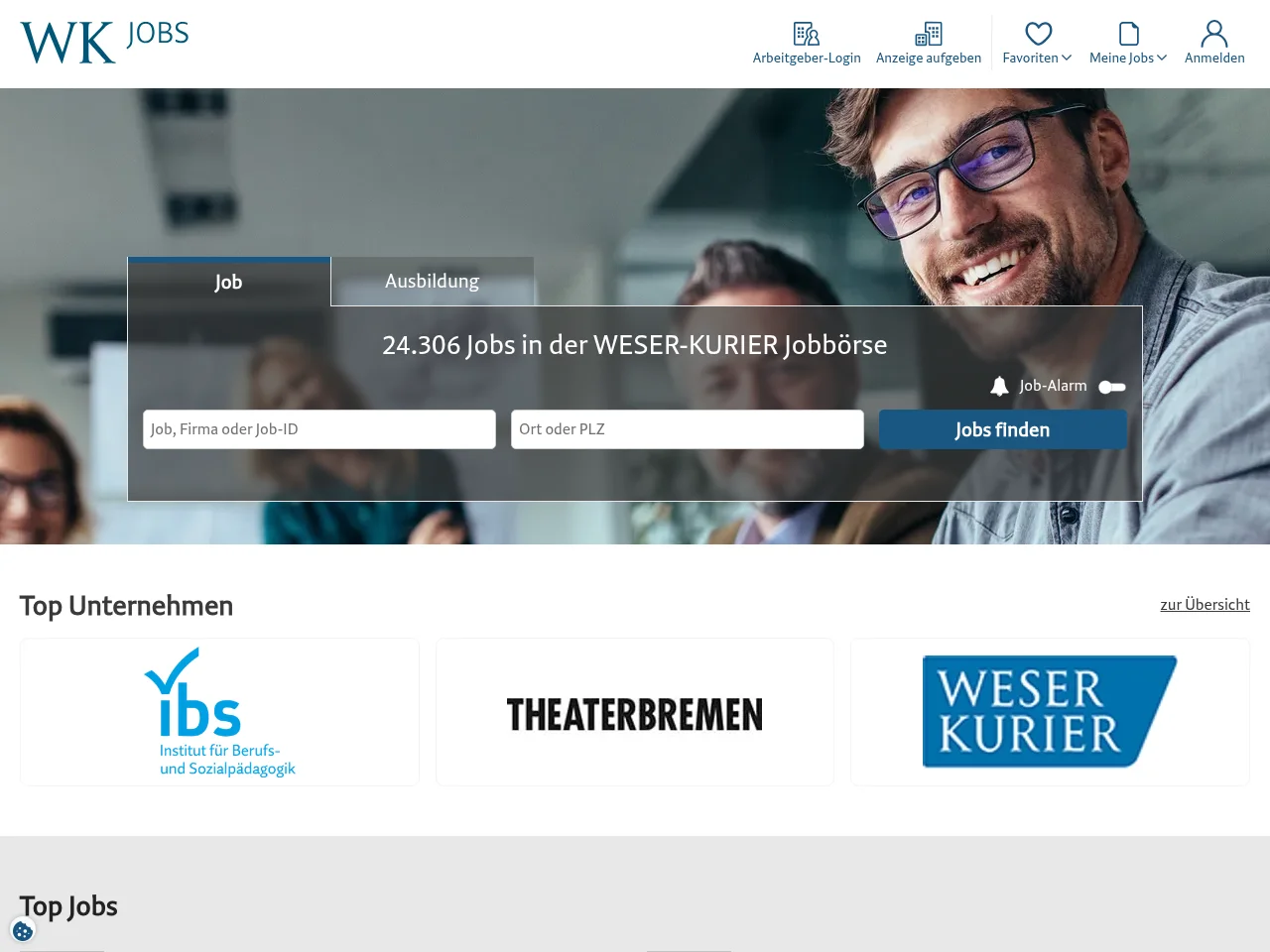 WESER-KURIER Jobbörse website screenshot