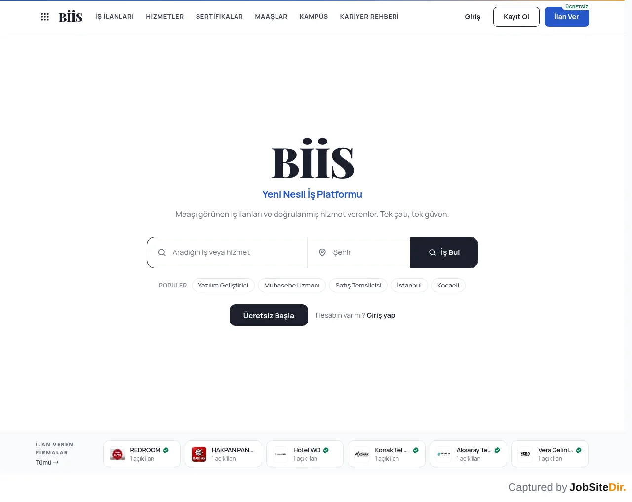 BİİS website screenshot