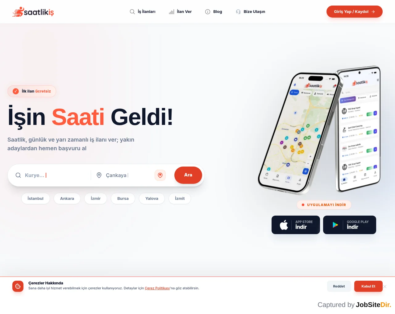 Saatlik İş website screenshot