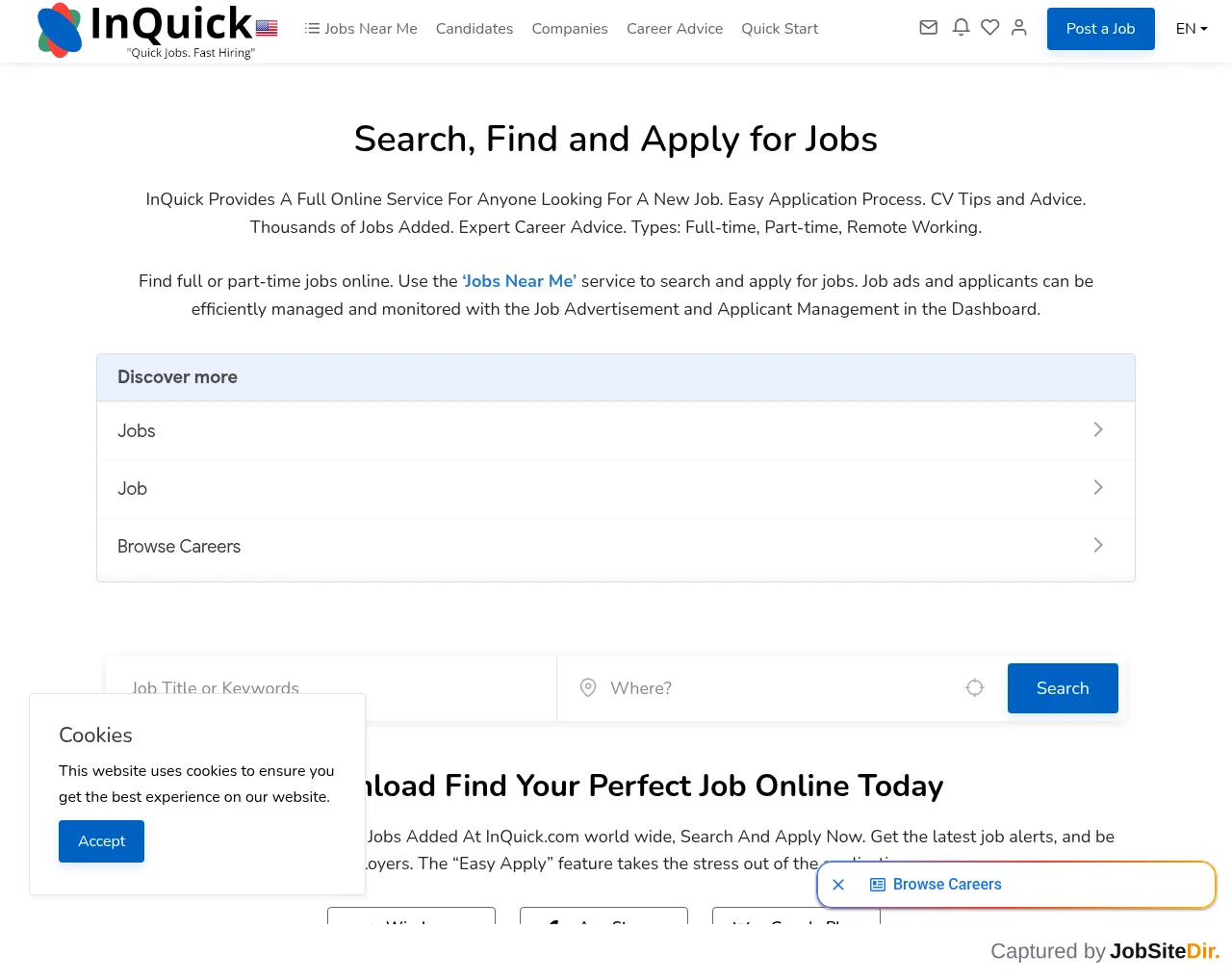 InQuick screenshot InQuick website screenshot