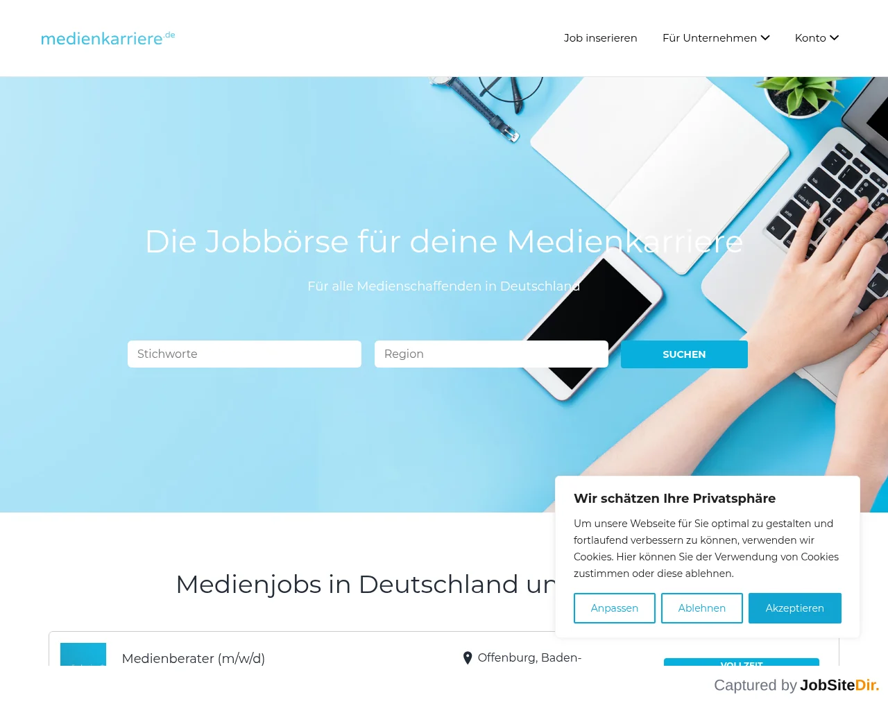 medienkarriere website screenshot