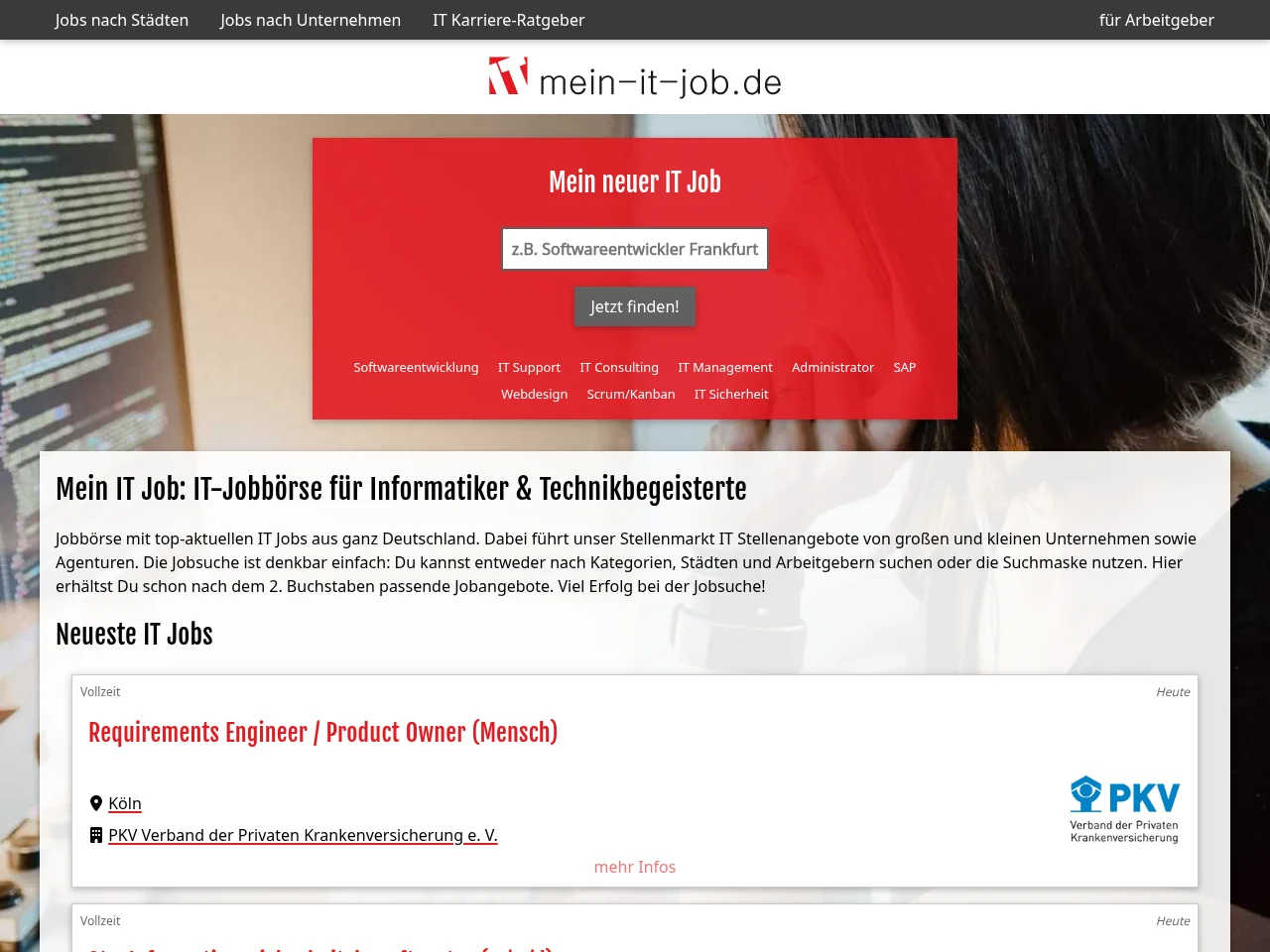 Mein IT Job screenshot Mein IT Job website screenshot