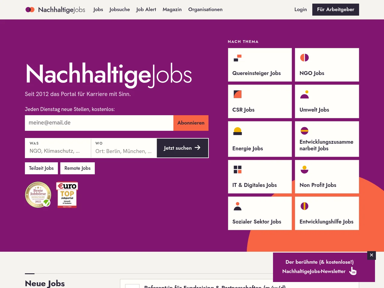 NachhaltigeJobs screenshot NachhaltigeJobs website screenshot