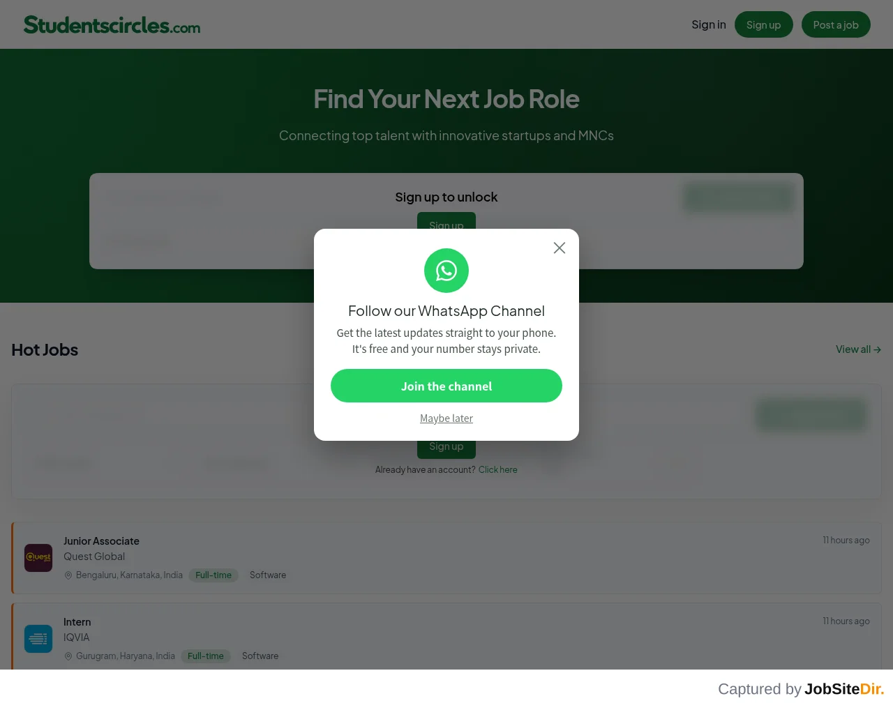 Studentscircles website screenshot