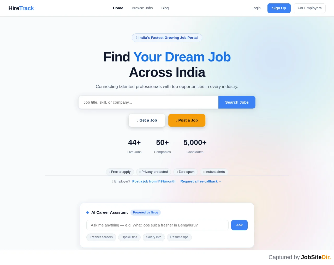 HireTrack screenshot HireTrack website screenshot