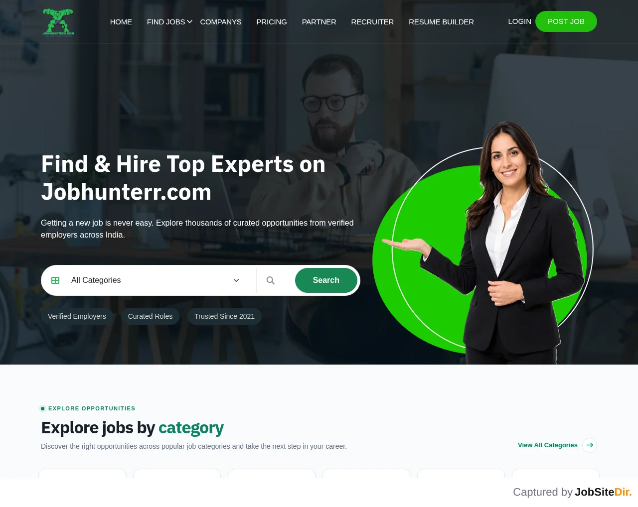 Jobhunterr website screenshot