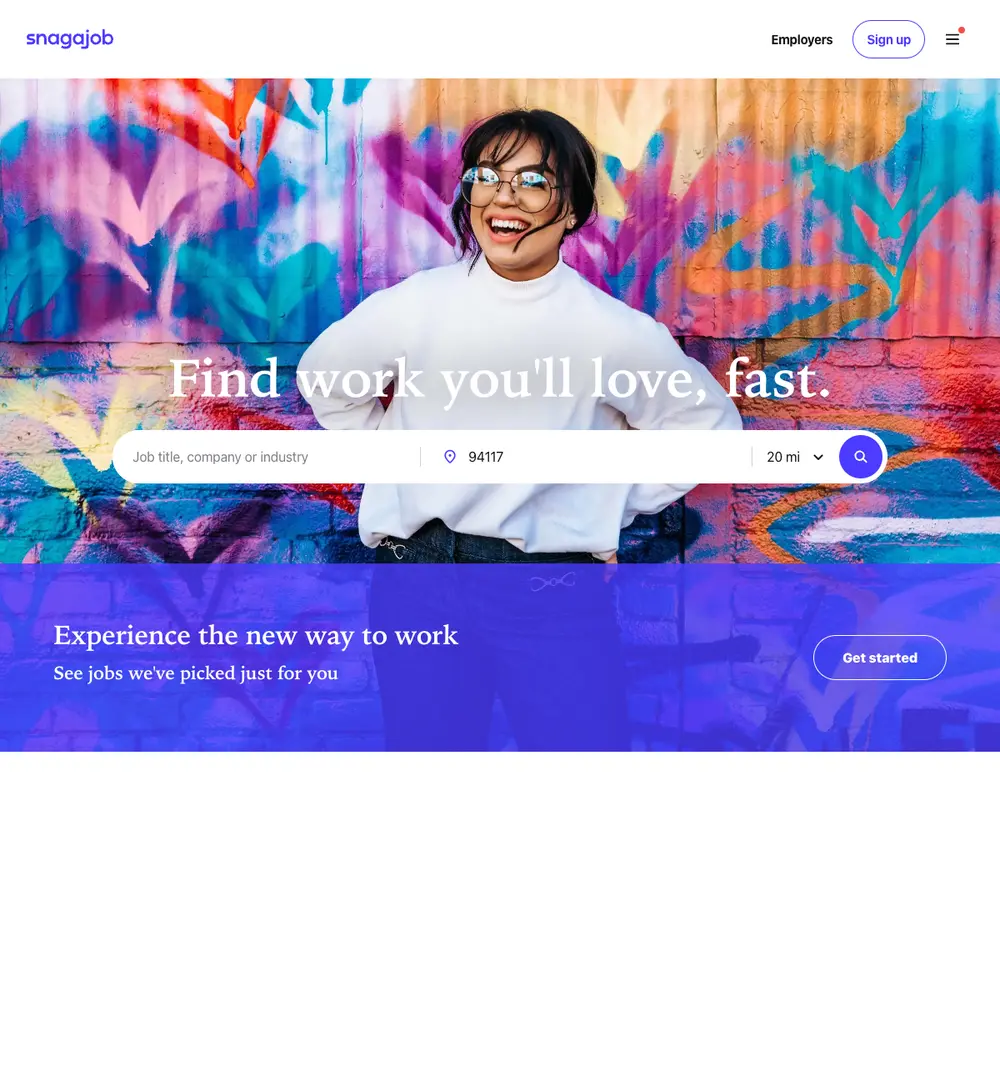 Snagajob website screenshot