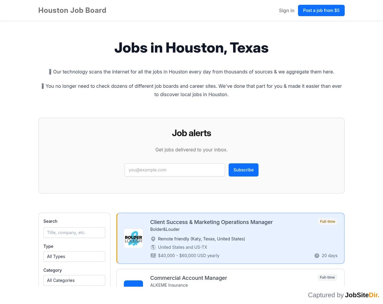 Houston Job Board screenshot Houston Job Board website screenshot