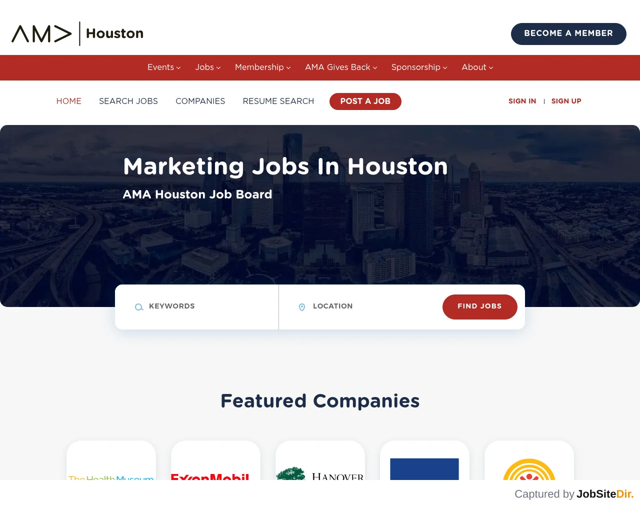 AMA Houston Job Board website screenshot