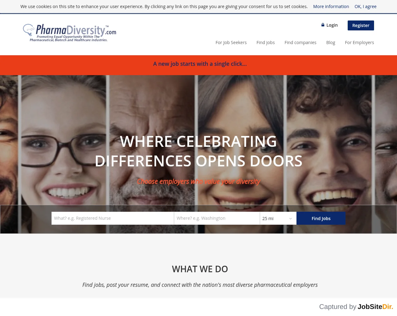 PharmaDiversity Jobs Board website screenshot
