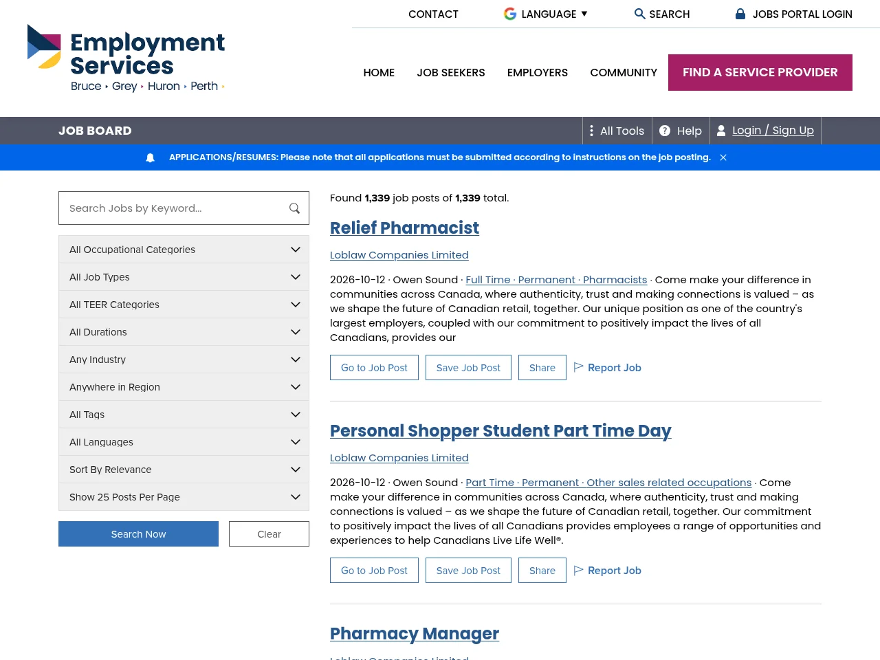Employment Services BGHP website screenshot