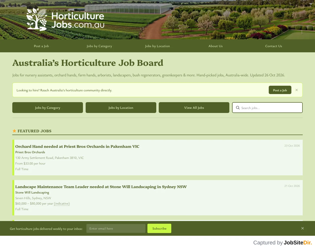 HorticultureJobs website screenshot