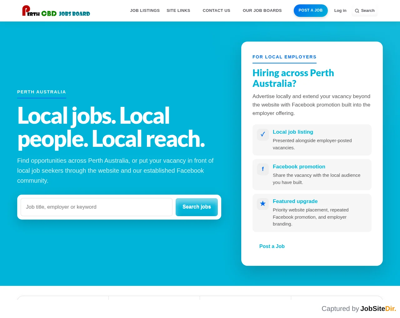 Perth CBD Jobs Board screenshot Perth CBD Jobs Board website screenshot