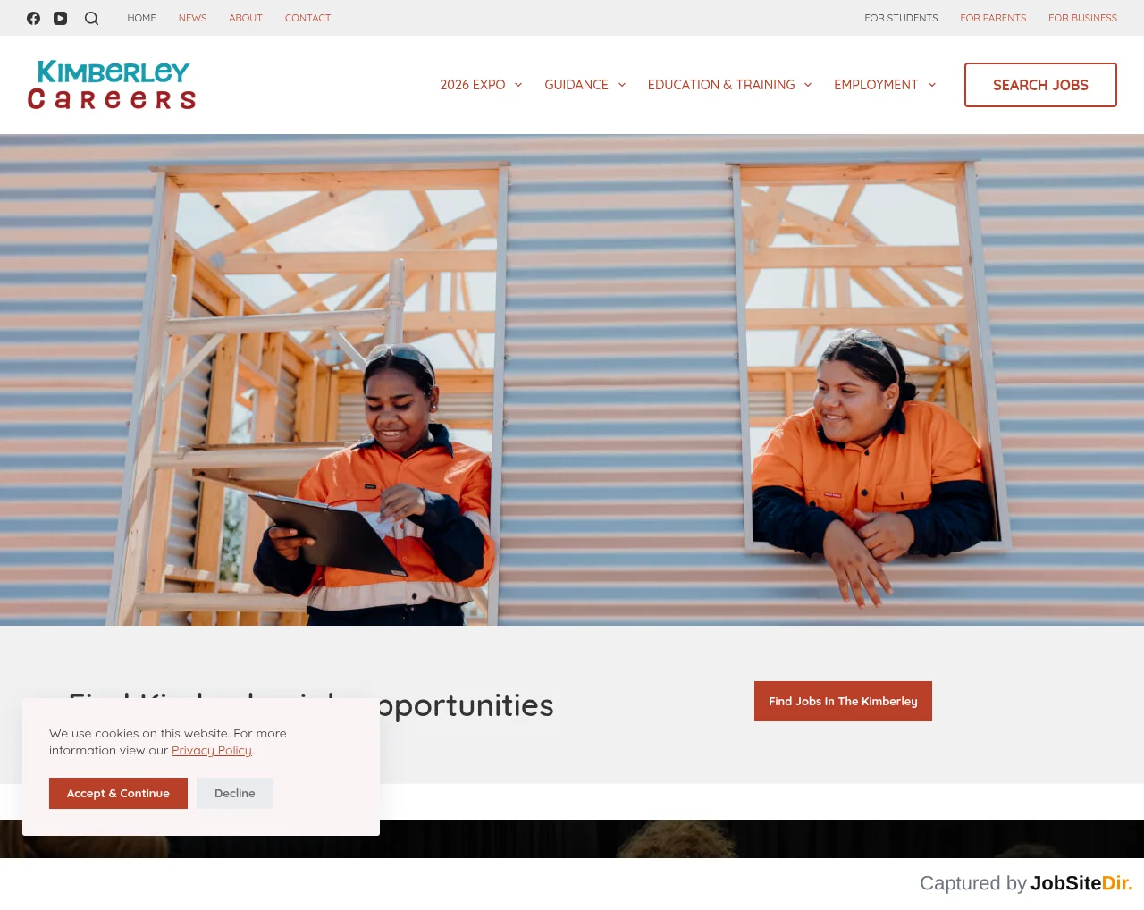 Kimberley Careers screenshot Kimberley Careers website screenshot