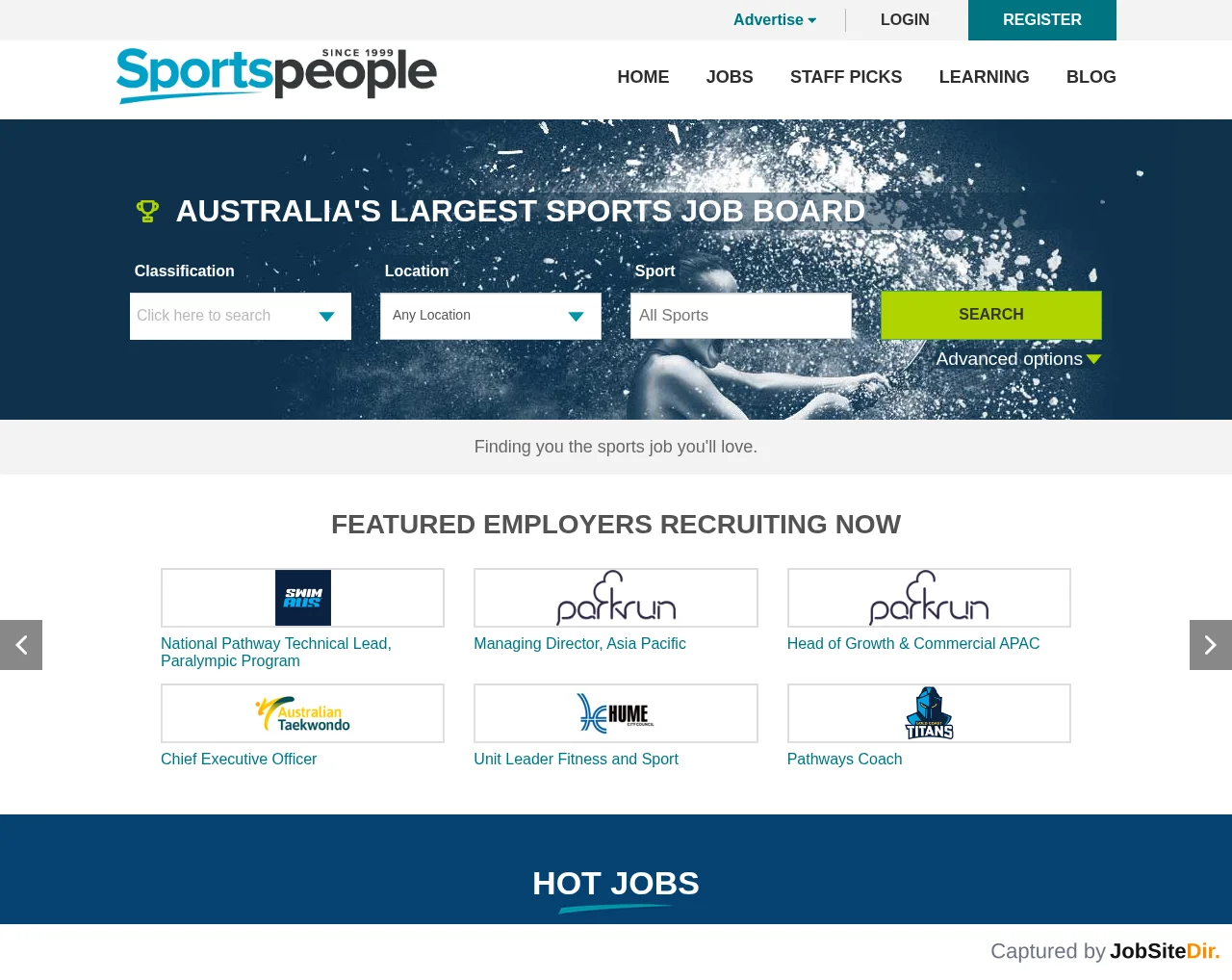 Sportspeople website screenshot