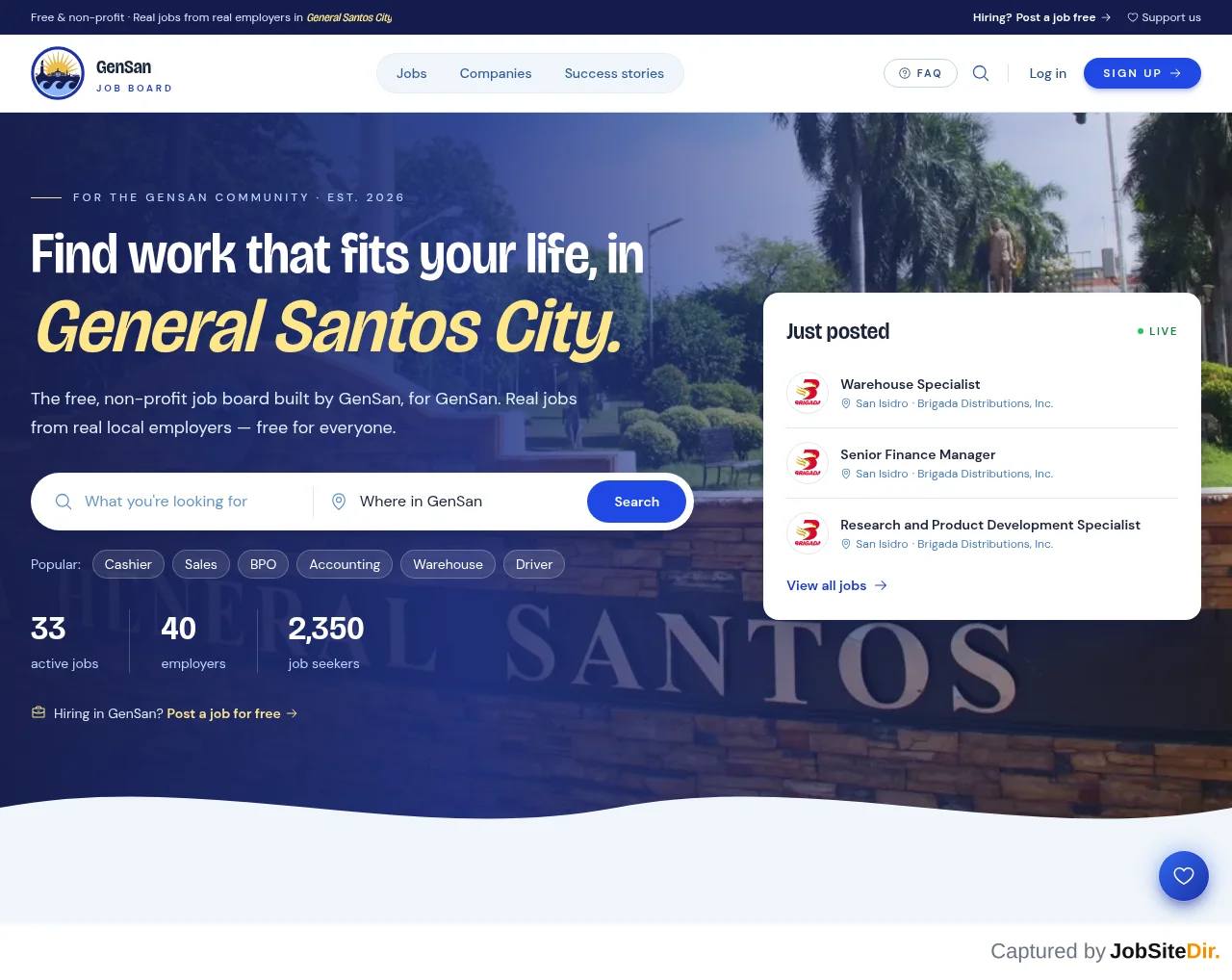 Gensan Job Board website screenshot