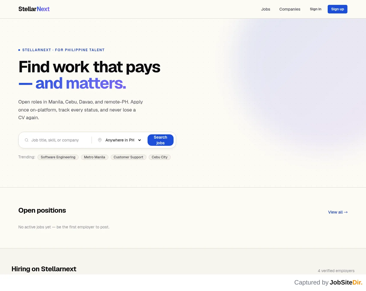Stellarnext website screenshot