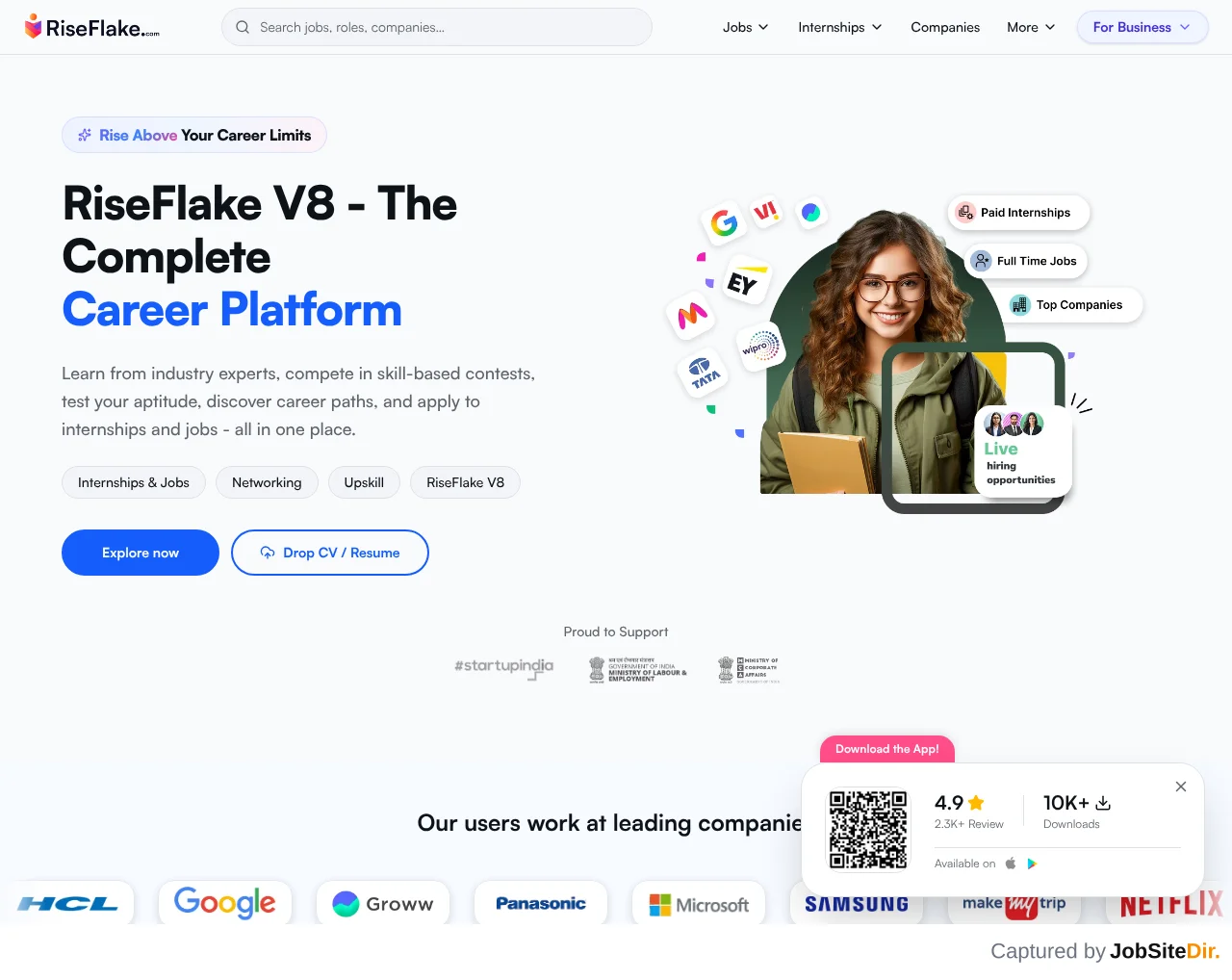RiseFlake website screenshot