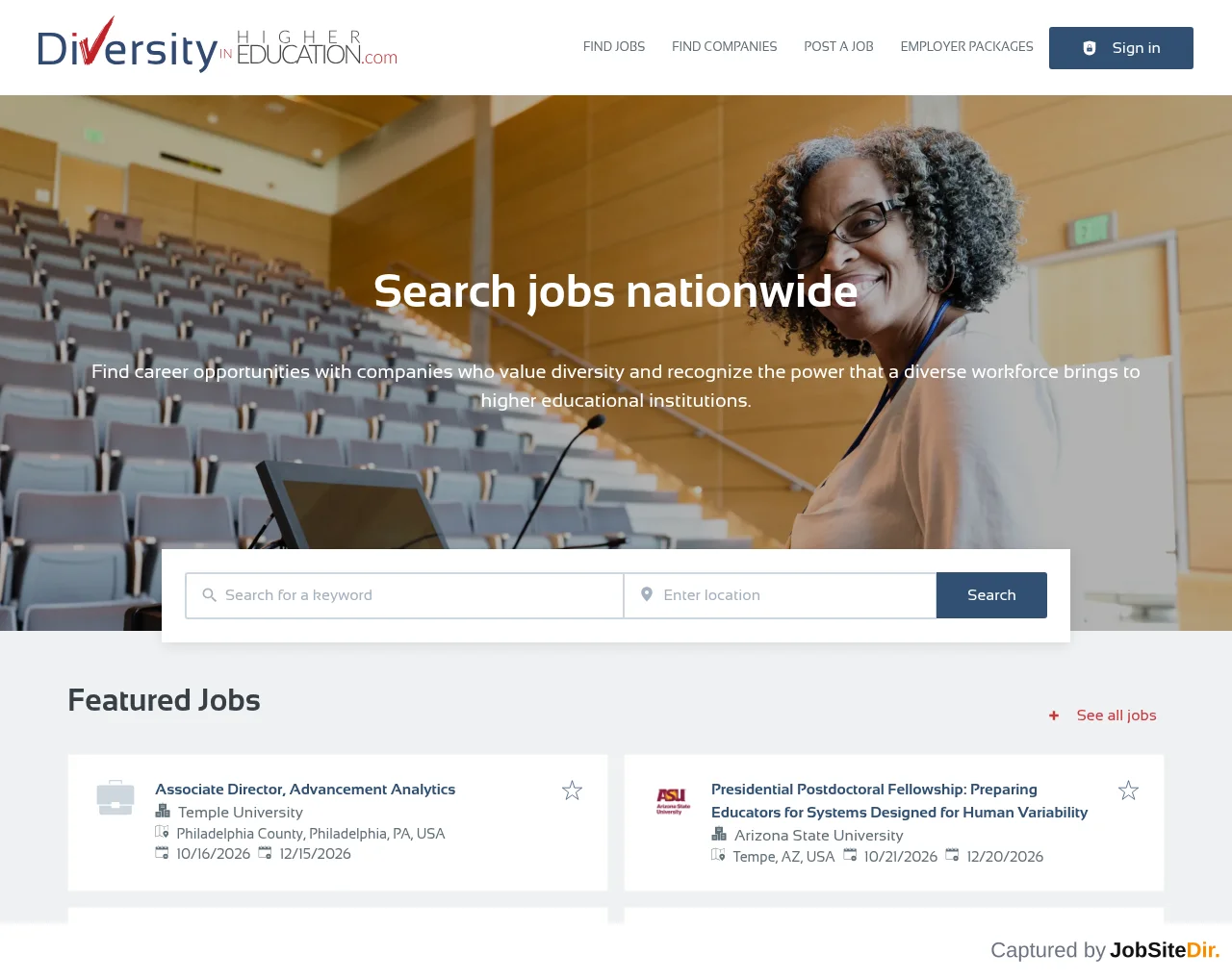 Diversity in Higher Education screenshot Diversity in Higher Education website screenshot