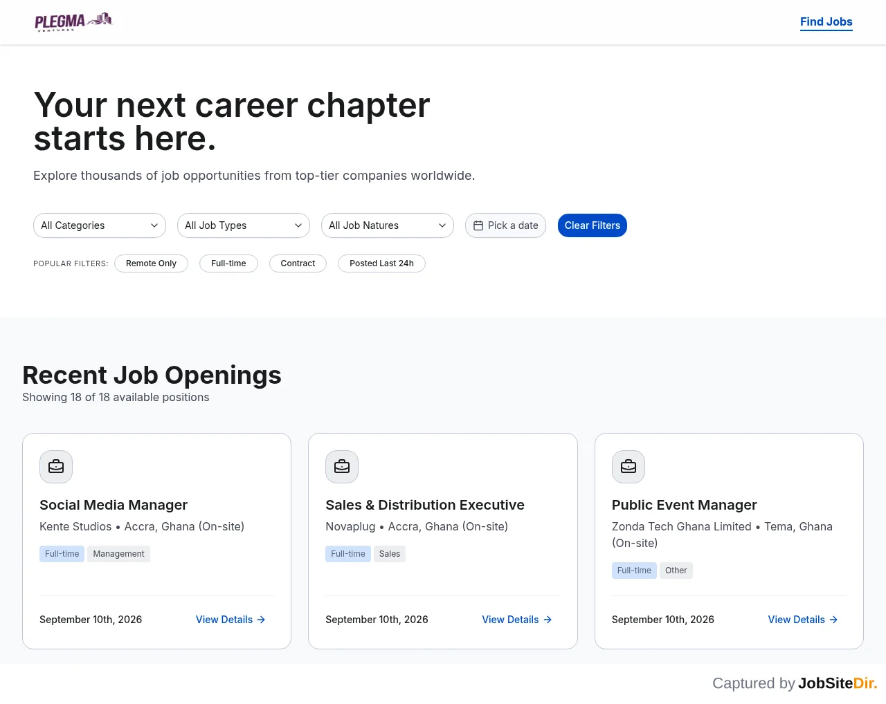 Plegma Job Board screenshot Plegma Job Board website screenshot