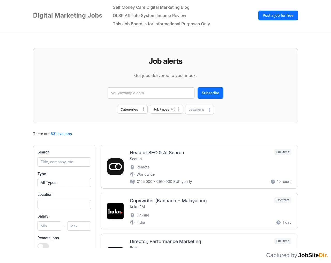 SelfMoneyCare Jobs website screenshot