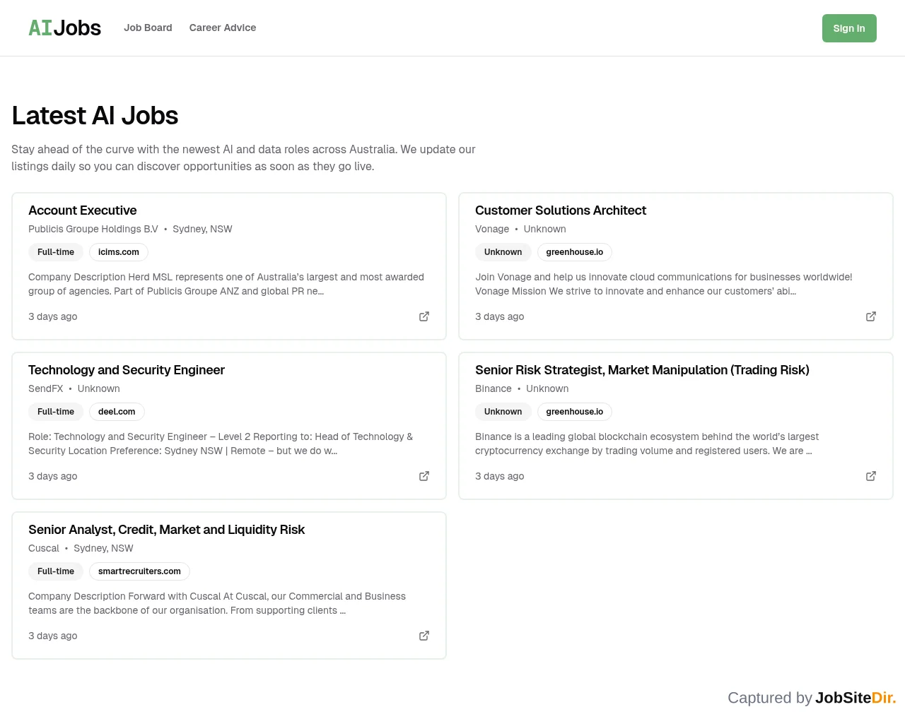 AI Jobs screenshot AI Jobs website screenshot