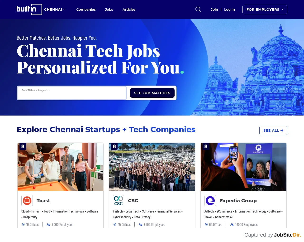 Built In Chennai website screenshot