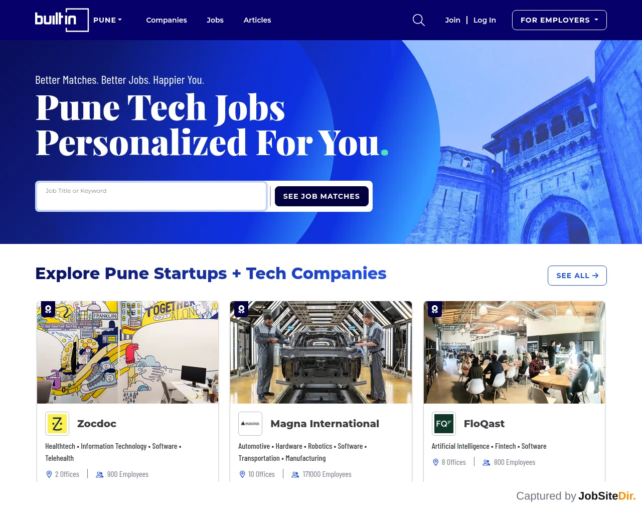 Built In Pune website screenshot