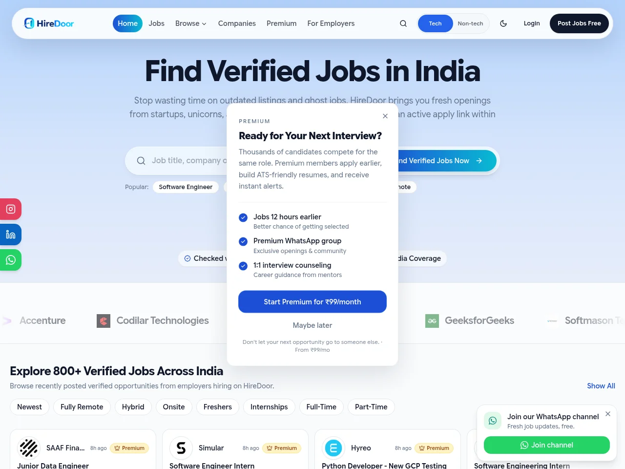 HireDoor website screenshot