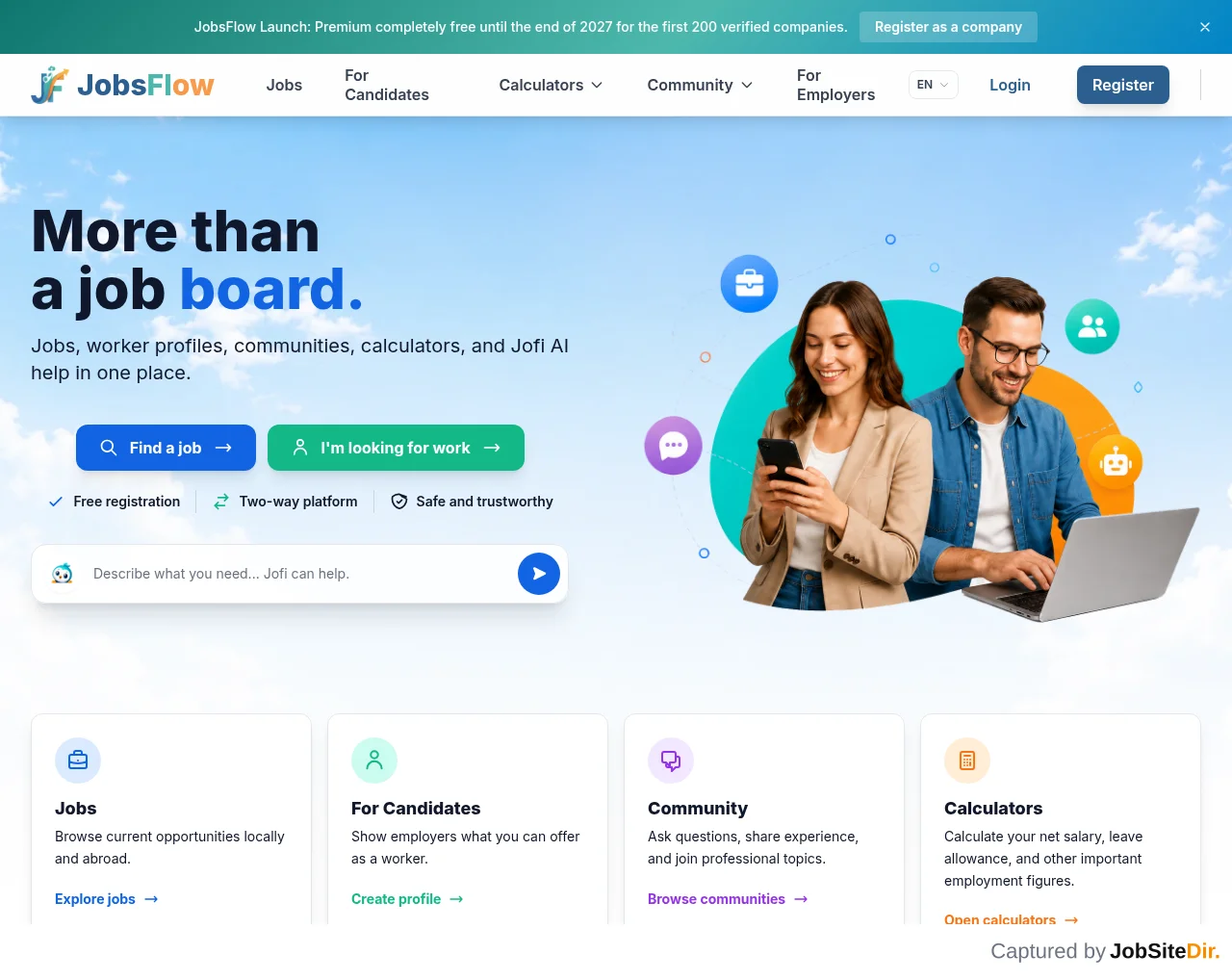 JobsFlow screenshot JobsFlow website screenshot