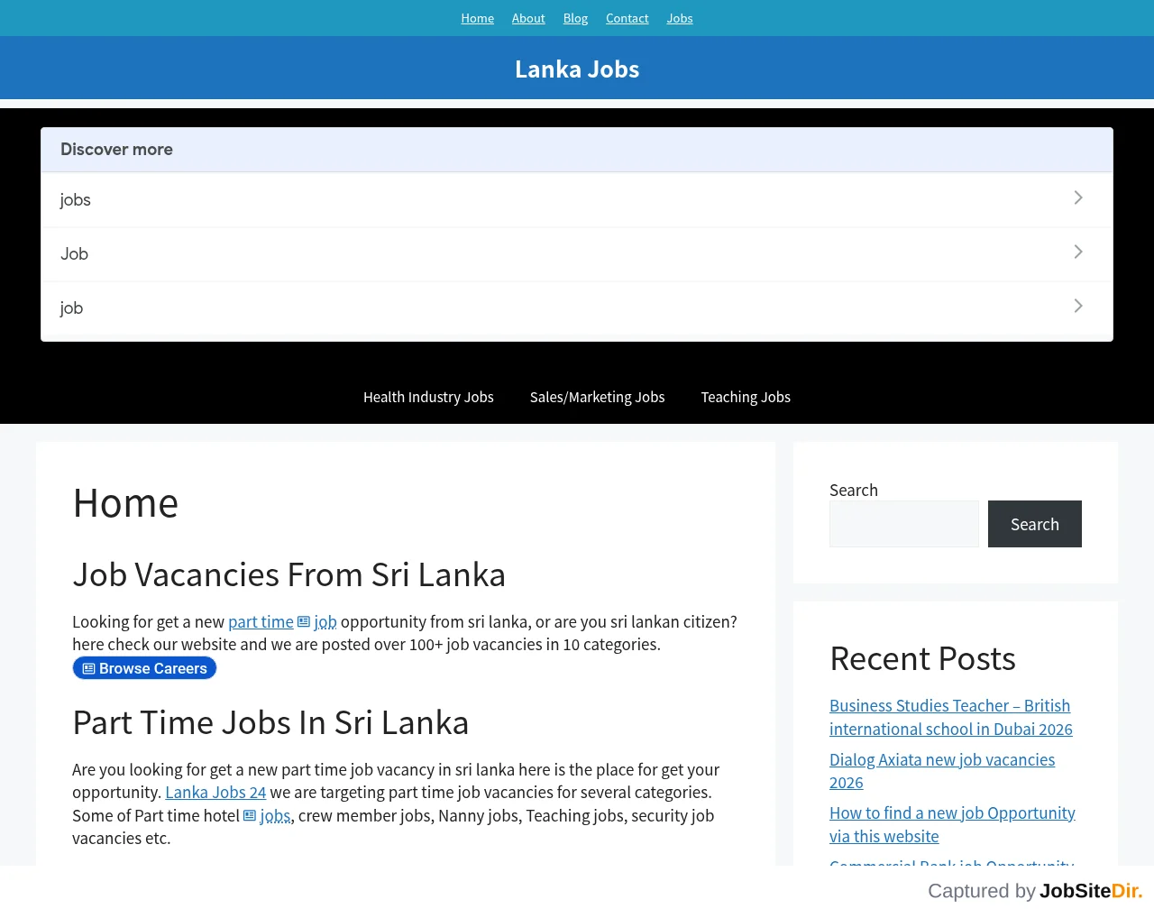 Lanka Jobs 24 screenshot Lanka Jobs 24 website screenshot