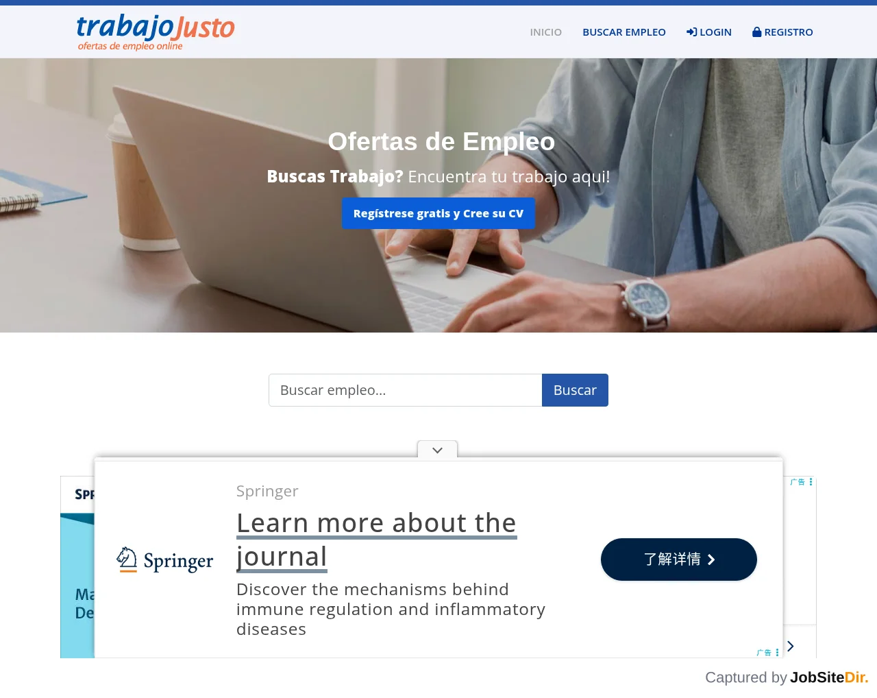 Trabajo Justo website screenshot