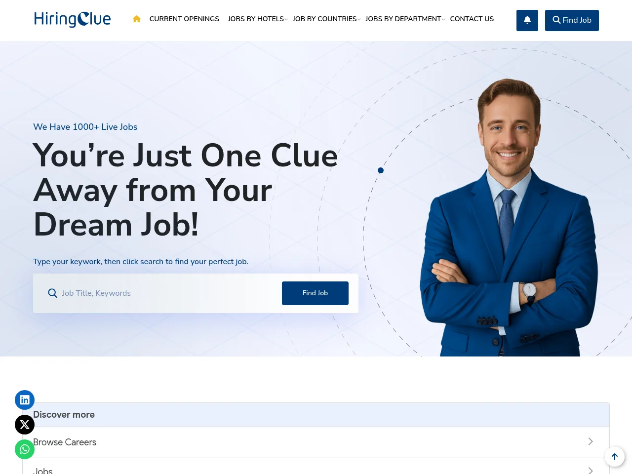 HiringClue website screenshot