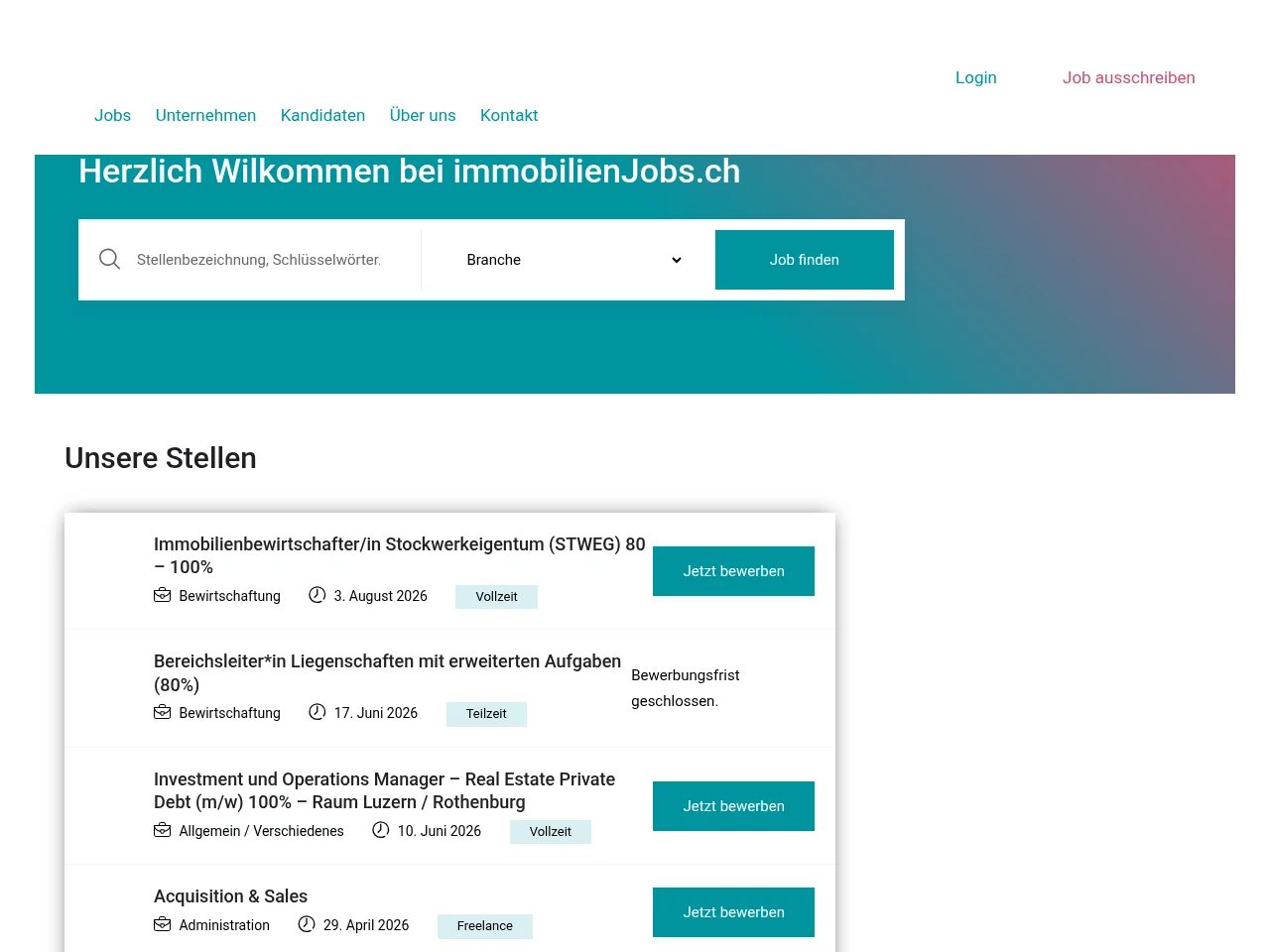 Immobilienjobs website screenshot