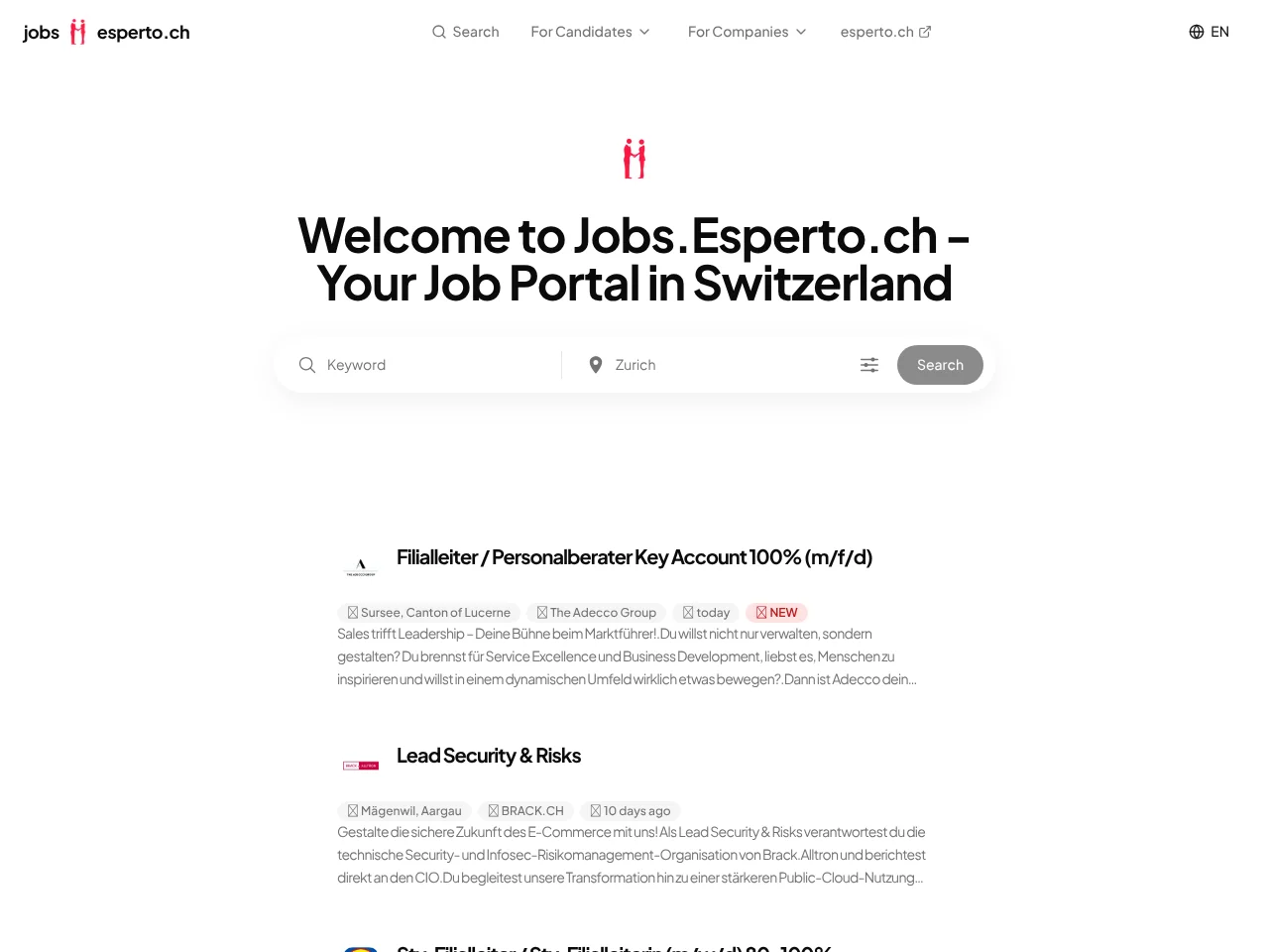 Jobs website screenshot