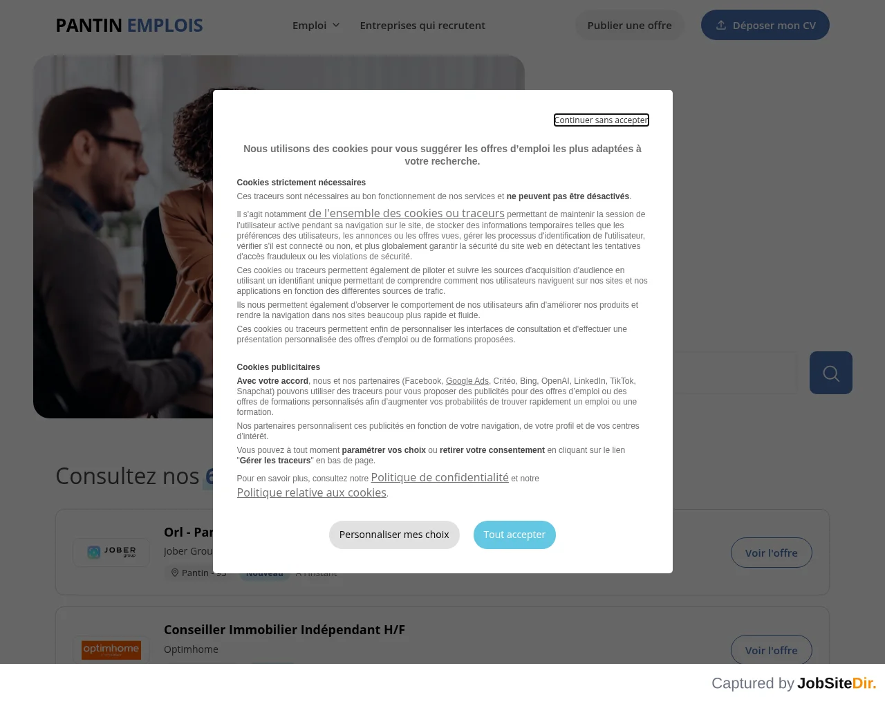 Pantin Emplois website screenshot