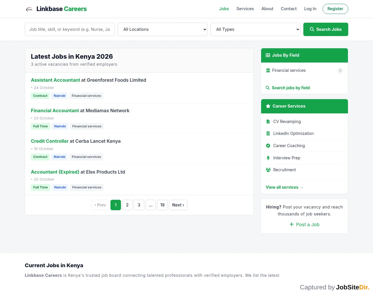 Linkbase Careers website screenshot