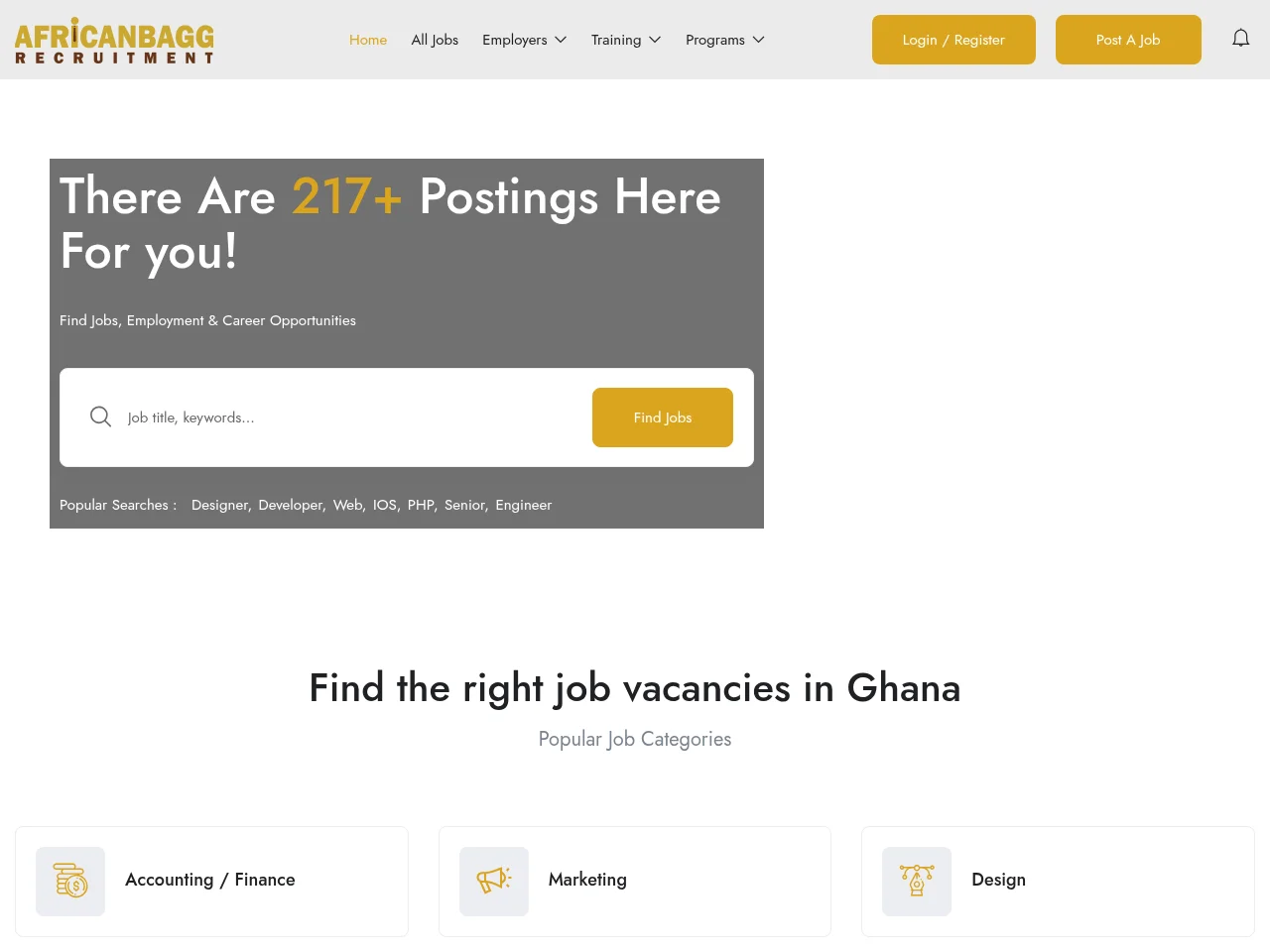 African Bagg Recruitment website screenshot