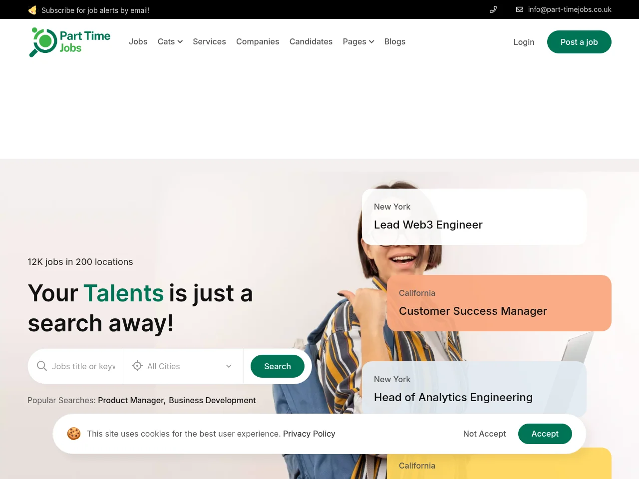 Part Time Jobs website screenshot