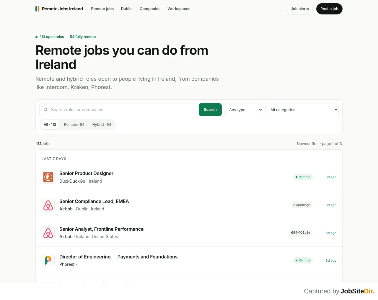 Remote Jobs Ireland screenshot Remote Jobs Ireland website screenshot
