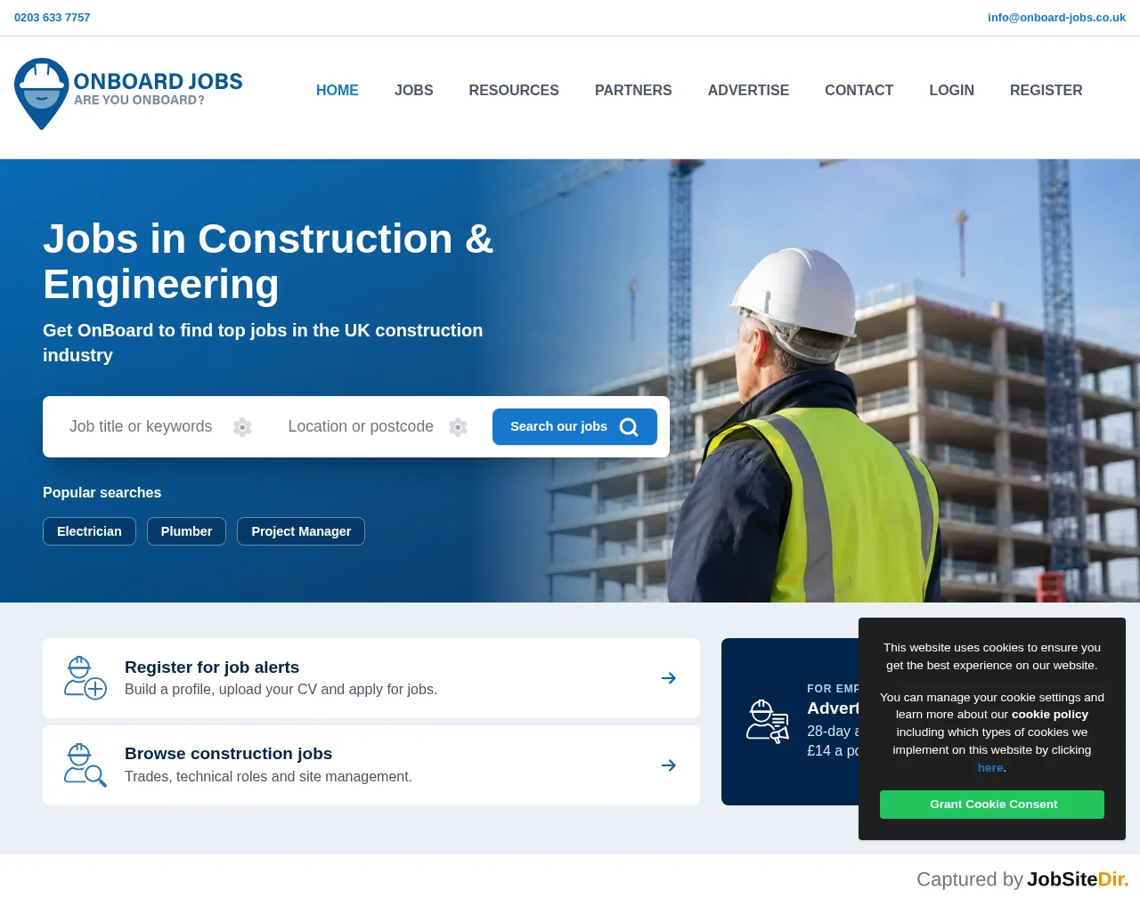 Onboard Jobs website screenshot