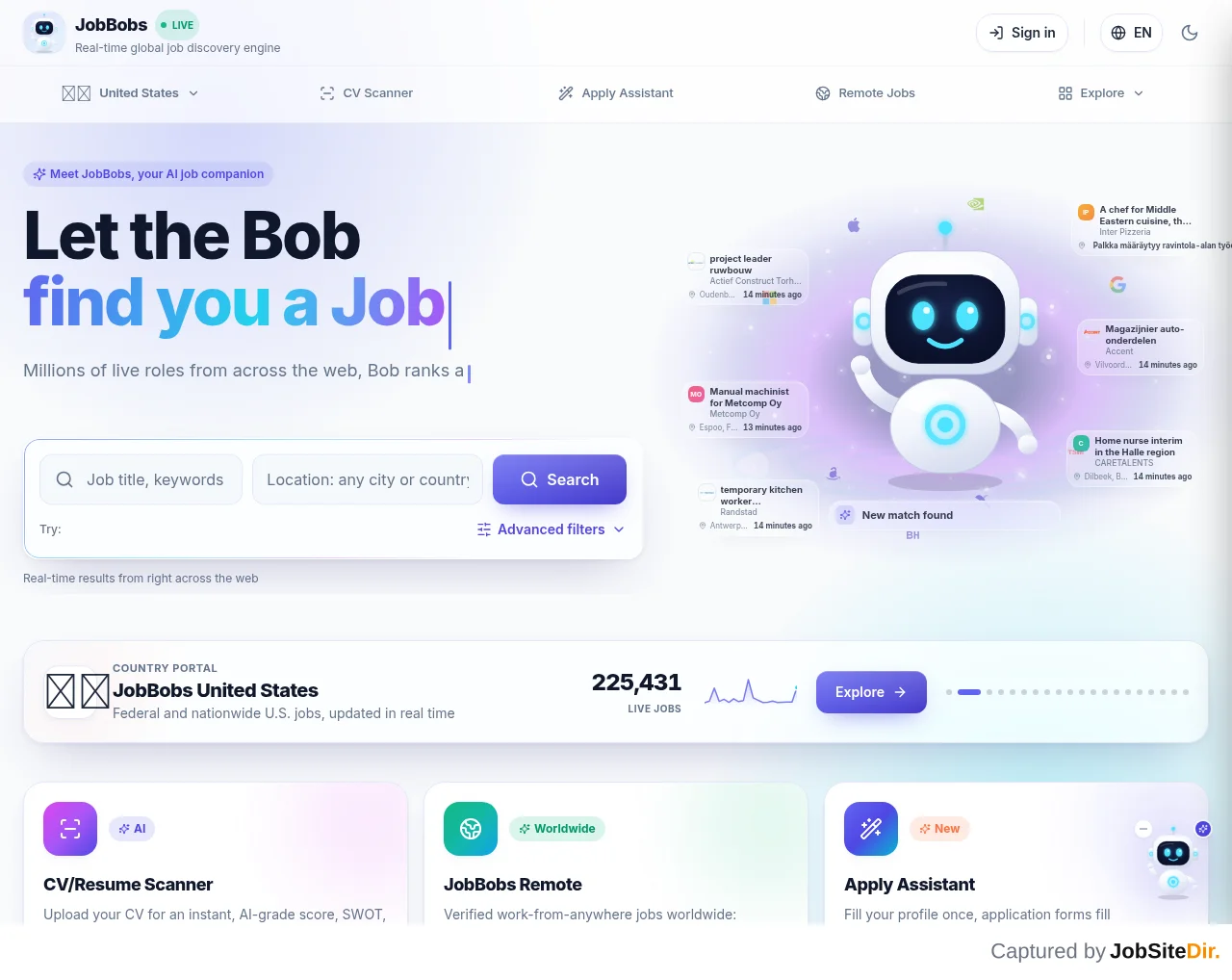 JobBobs website screenshot
