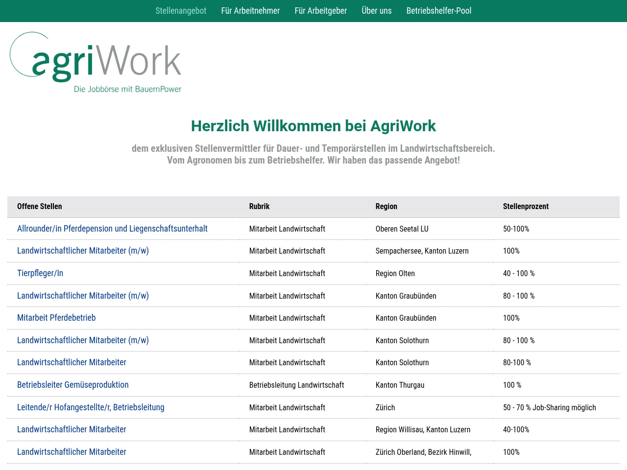 agriWork website screenshot