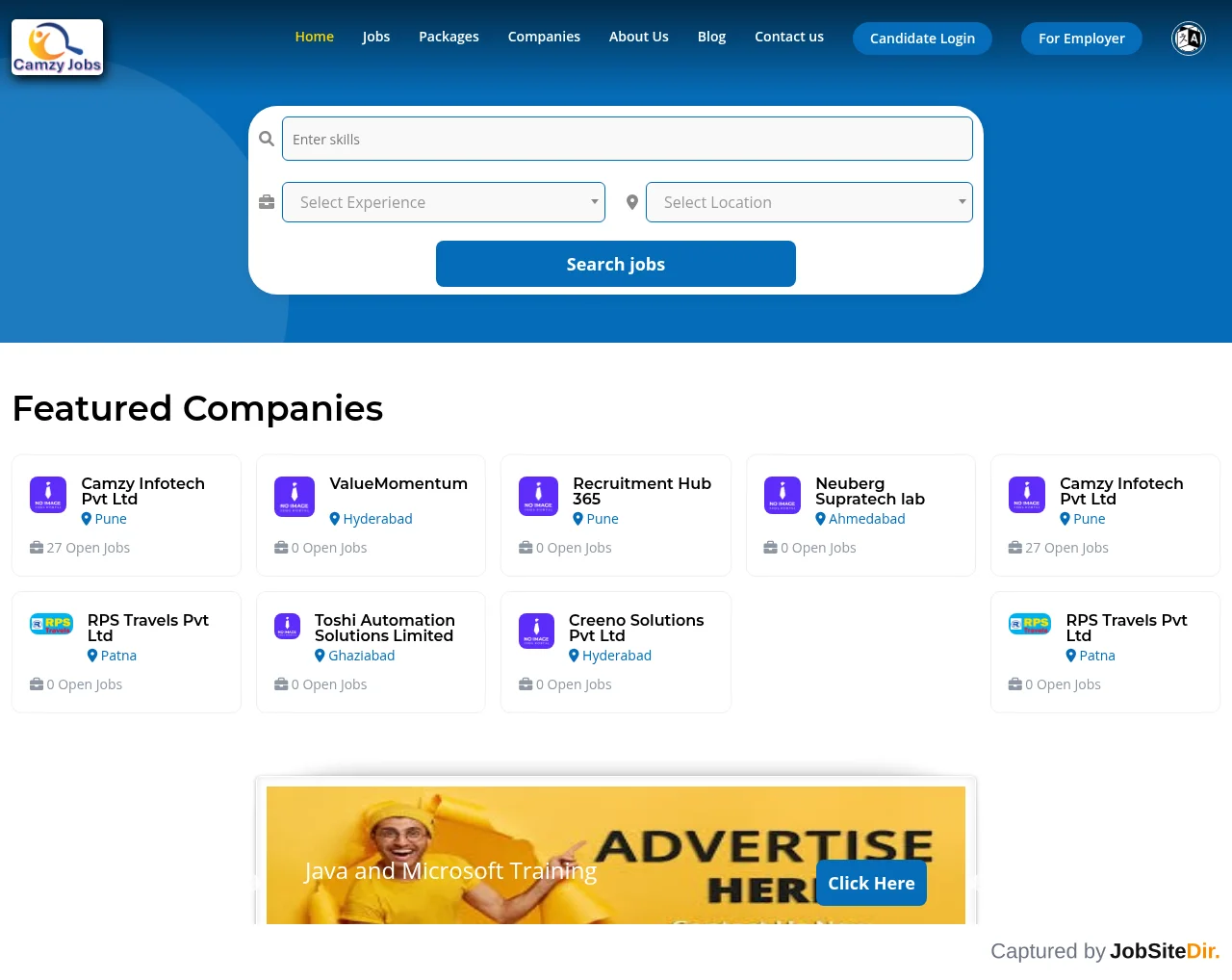 Camzy Jobs screenshot Camzy Jobs website screenshot