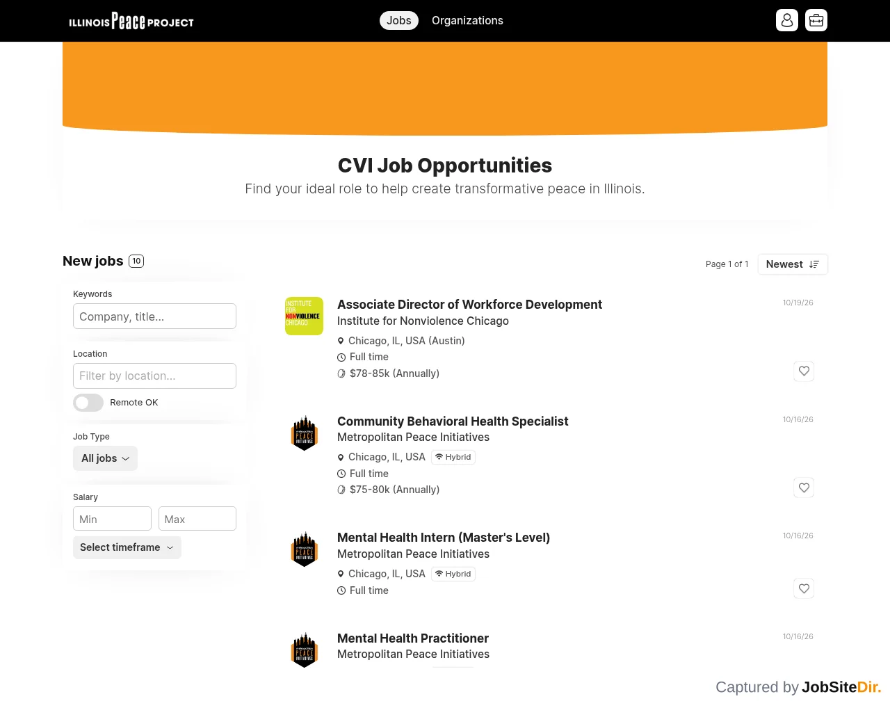 CVI Job Opportunities website screenshot