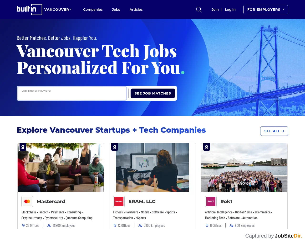 Built In Vancouver screenshot Built In Vancouver website screenshot